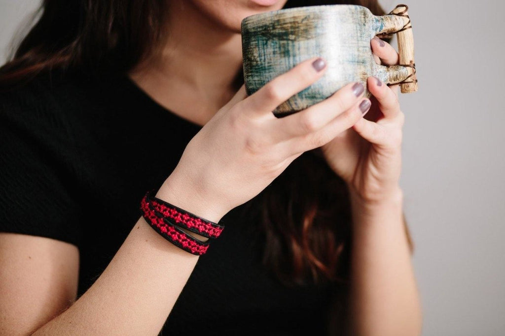 Choker/Wrap Bracelet - Red - Darzah